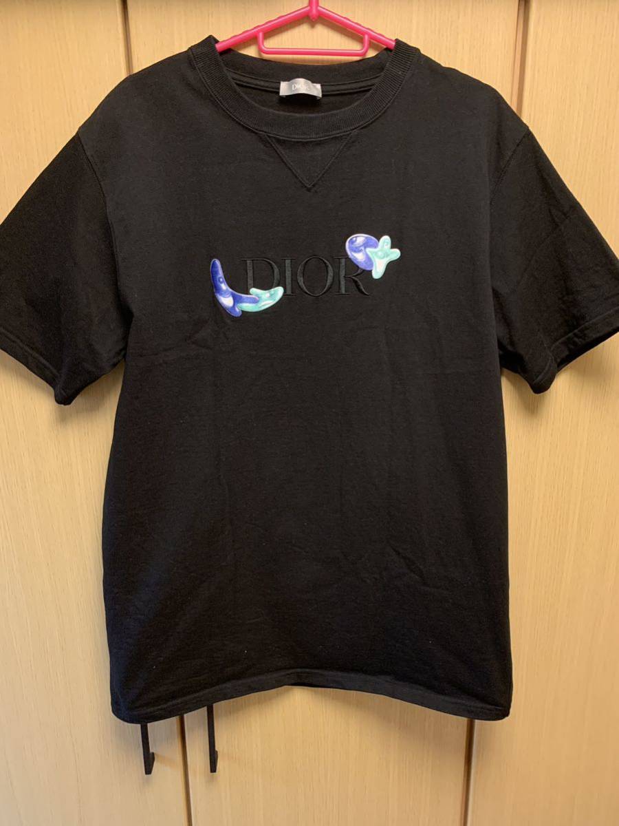 正規 21SS DIOR × KENNY SCHARF ディオール ケニーシャーフ KIM JONES キムジョーンズ ロゴ 刺繍 Tシャツ 黒 M 193J685D0554_画像2