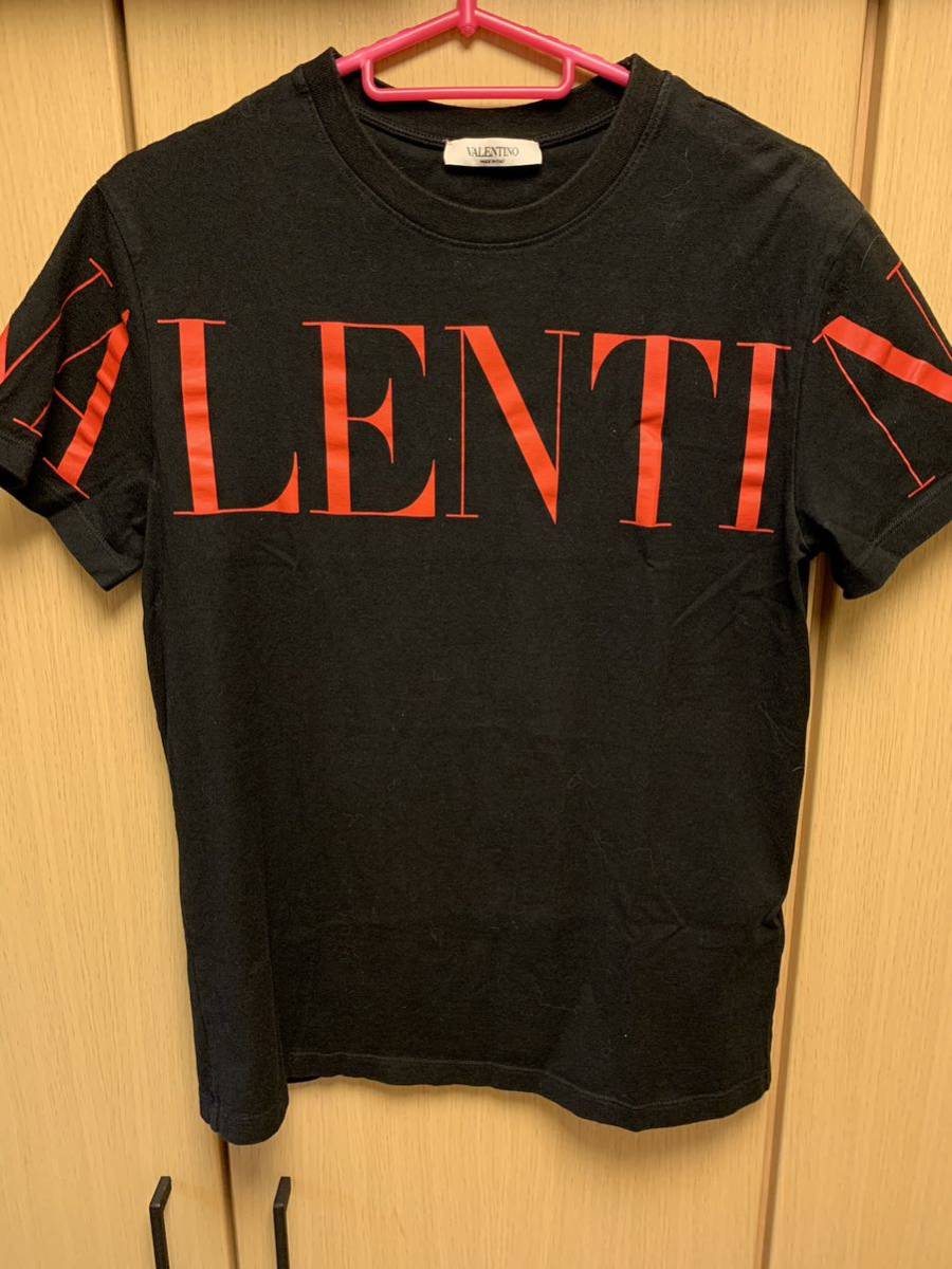 正規 19SS VALENTINO ヴァレンティノ 赤 大 ロゴ クルーネック Tシャツ 黒 XS SV3MG03B5FN