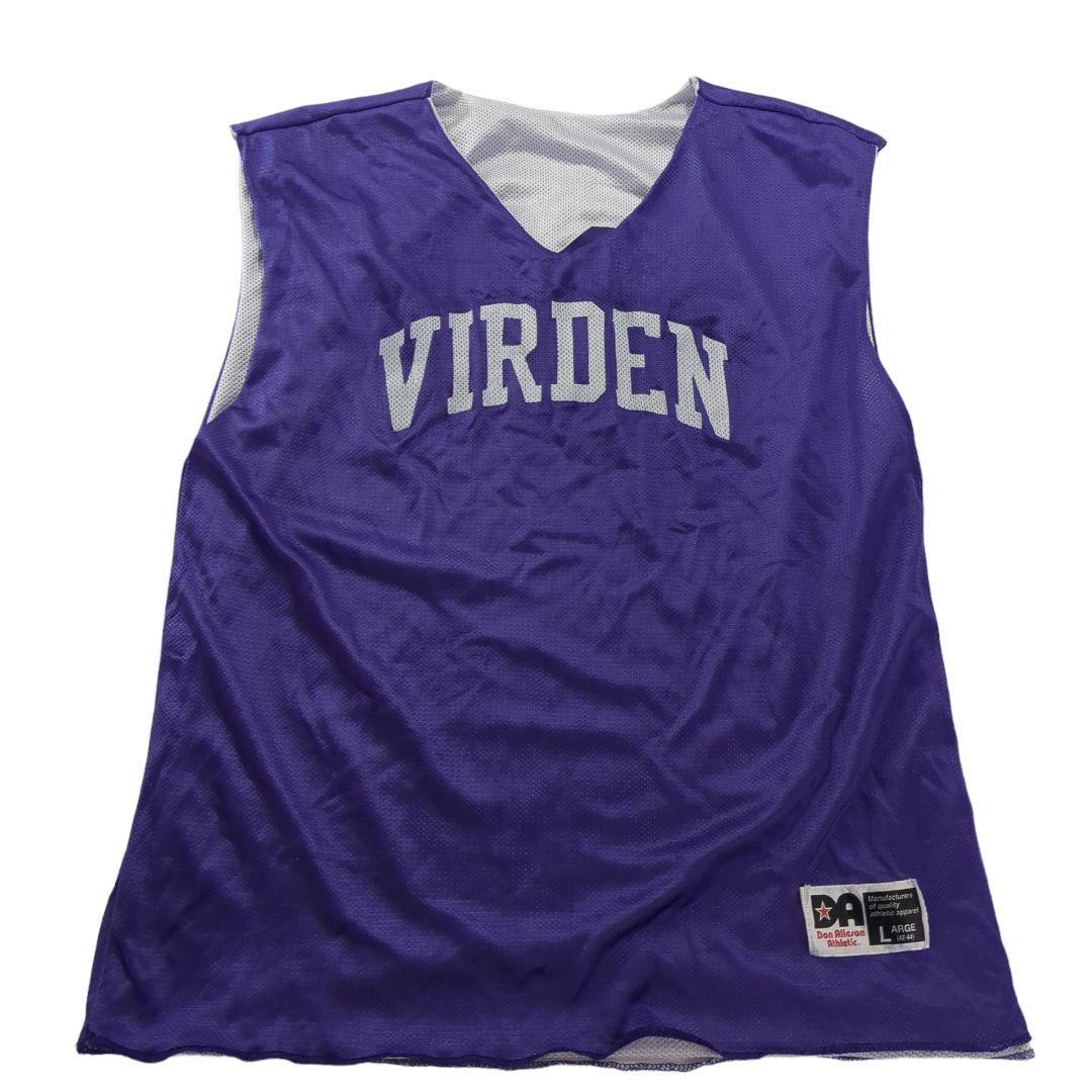 バスケットゲームシャツ　タンクトップ　ノースリーブ　リバーシブル　紫白L　a30_画像1