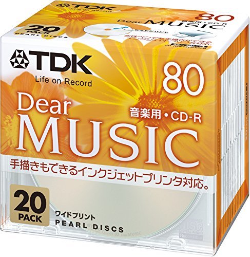TDK 音楽用CD-R 80分 インクジェットプリンタ対応(パールカラー・ワイド印 (中古品)