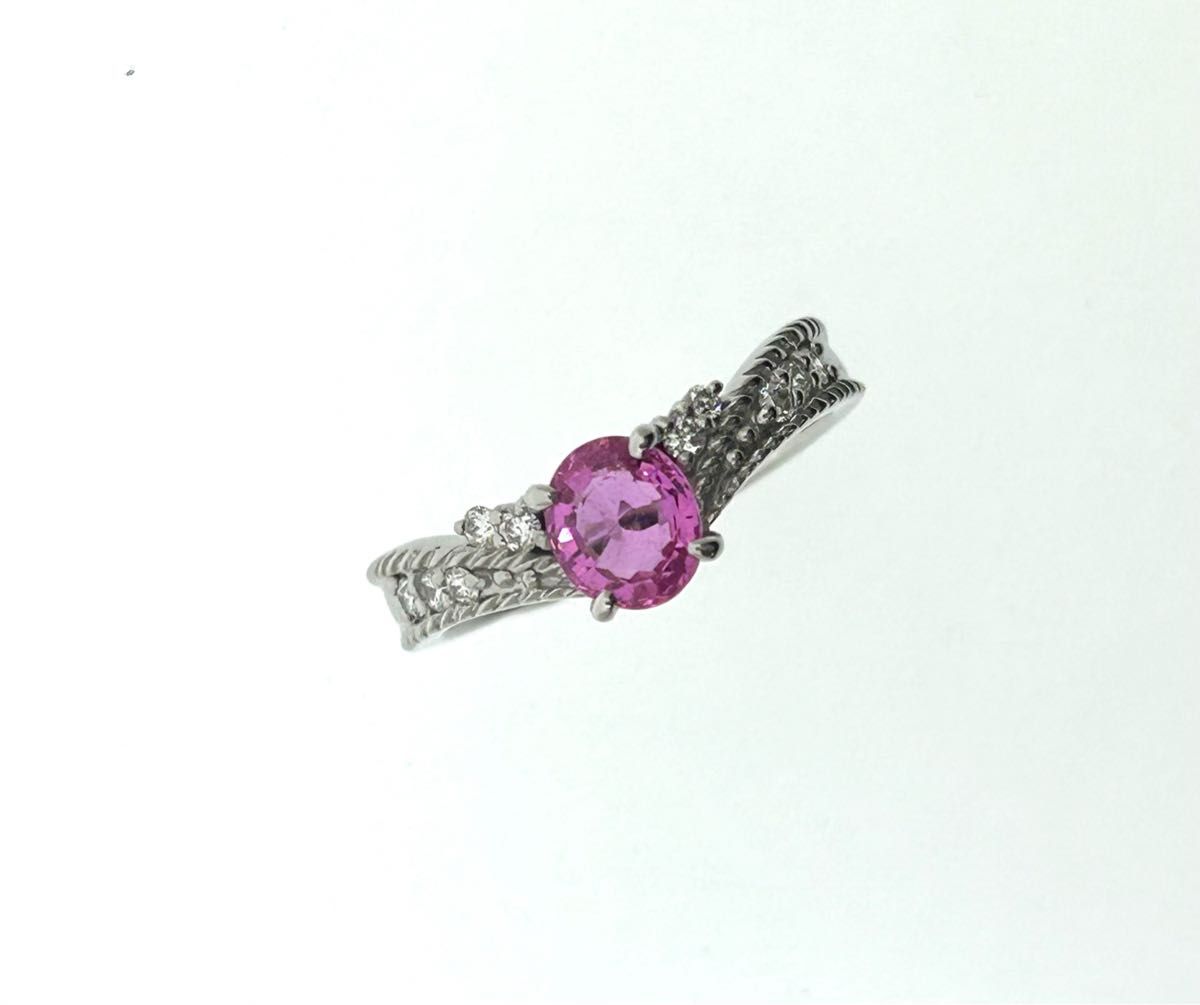 K18WG指輪　ピンクサファイア　pink色石指輪　ピンクサファイアリング　エレガント指輪　ご褒美ジュエリー　大人女子　色石
