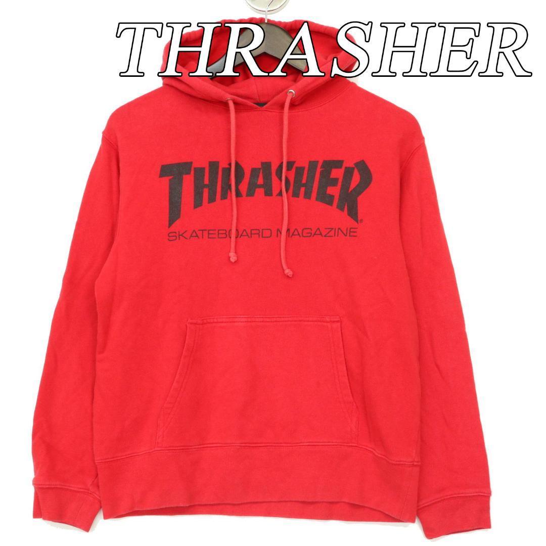 THRASHER スラッシャー パーカー S レッド 赤 スウェット ロゴ_画像1