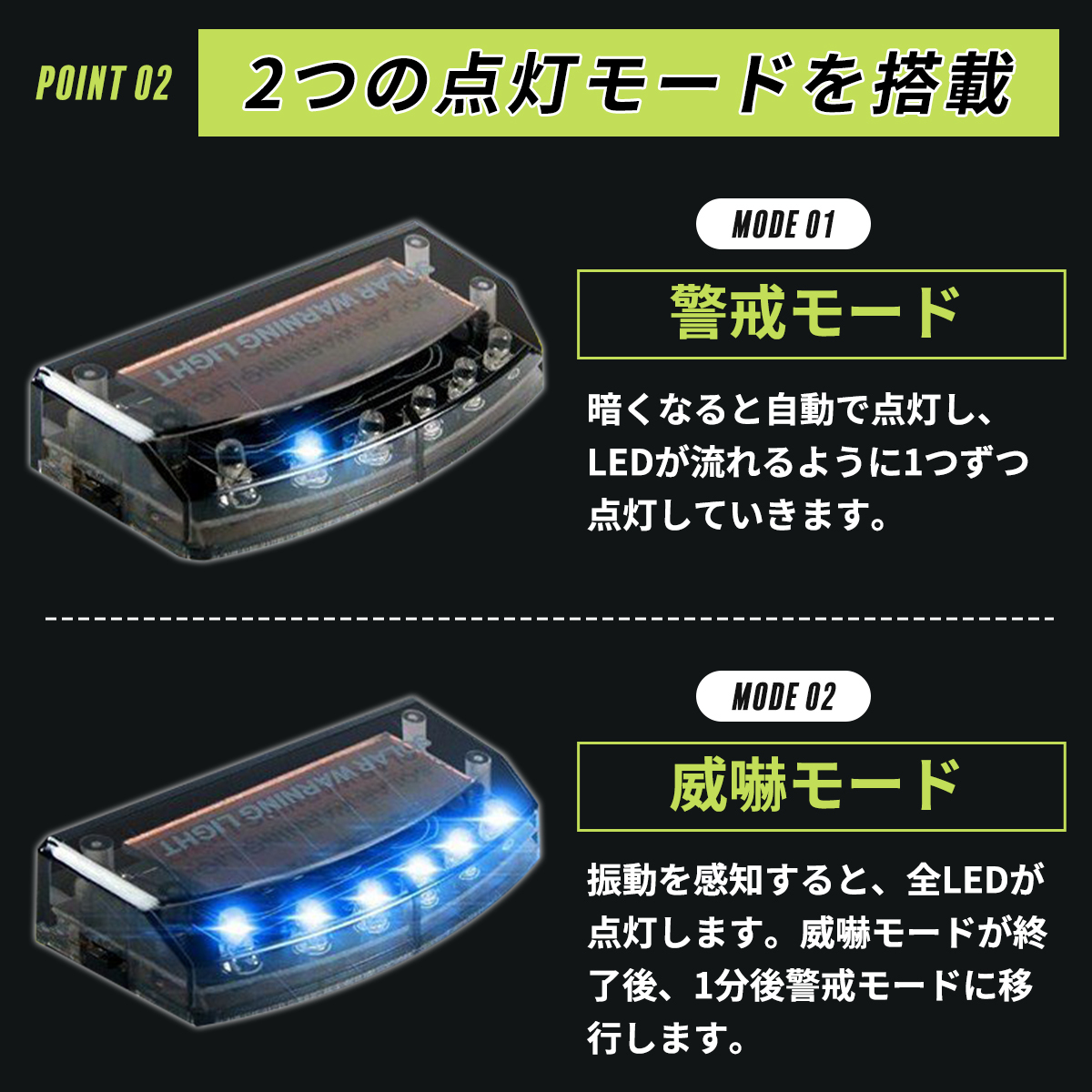 ダミー セキュリティー ライト カーセキュリティ ソーラーライト LED 防犯グッズ 車 盗難防止 充電 防犯グッズ ステッカー 窃盗 警告灯　青_画像4