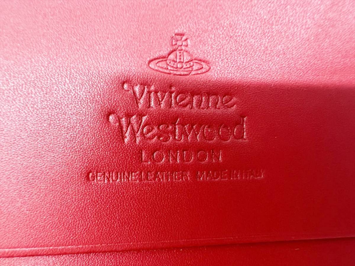 未使用保管　美品　Vivienne Westwood　ヴィヴィアンウエストウッド　オーブ　チェーンウォレット　二つ折り長財布　レッド系