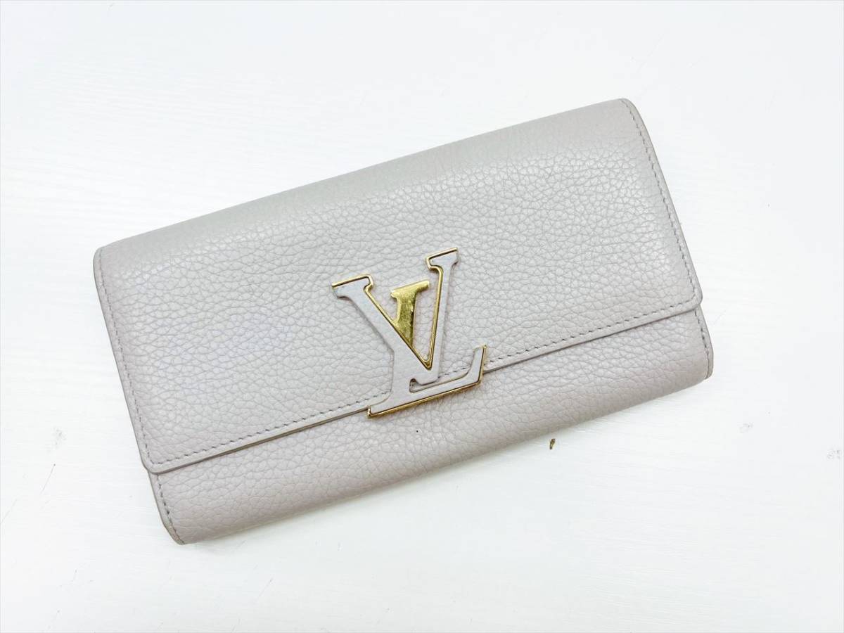 良好品　Louis Vuitton　ルイヴィトン　ポルトフォイユ　カプシーヌ　 ブルーム　二つ折り長財布　グレー系　M69805