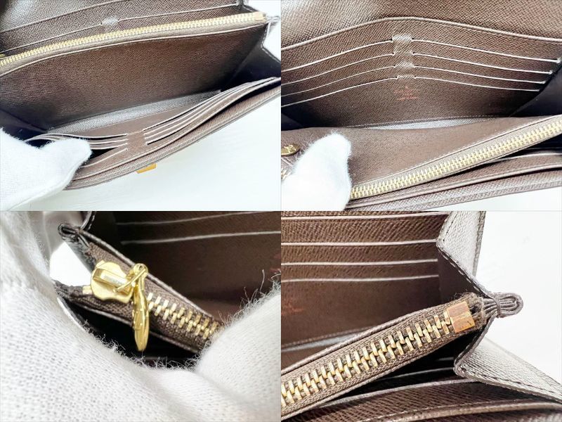 良好品　Louis Vuitton　ルイヴィトン　ダミエ　ポルトフォイユ　ローズベリー　二つ折り長財布　エベヌ　ゴールド　M63017