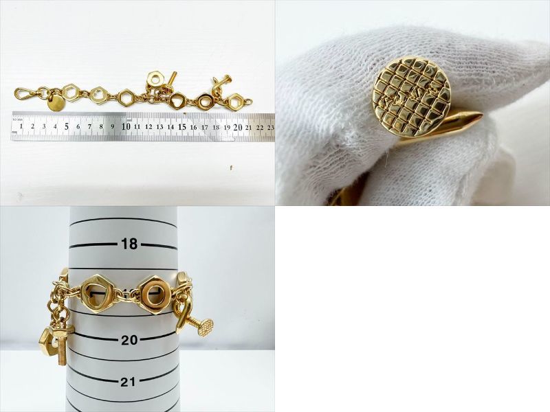 美品 PRADA プラダ ナット ボルトモチーフ ブレスレット ゴールド ハート