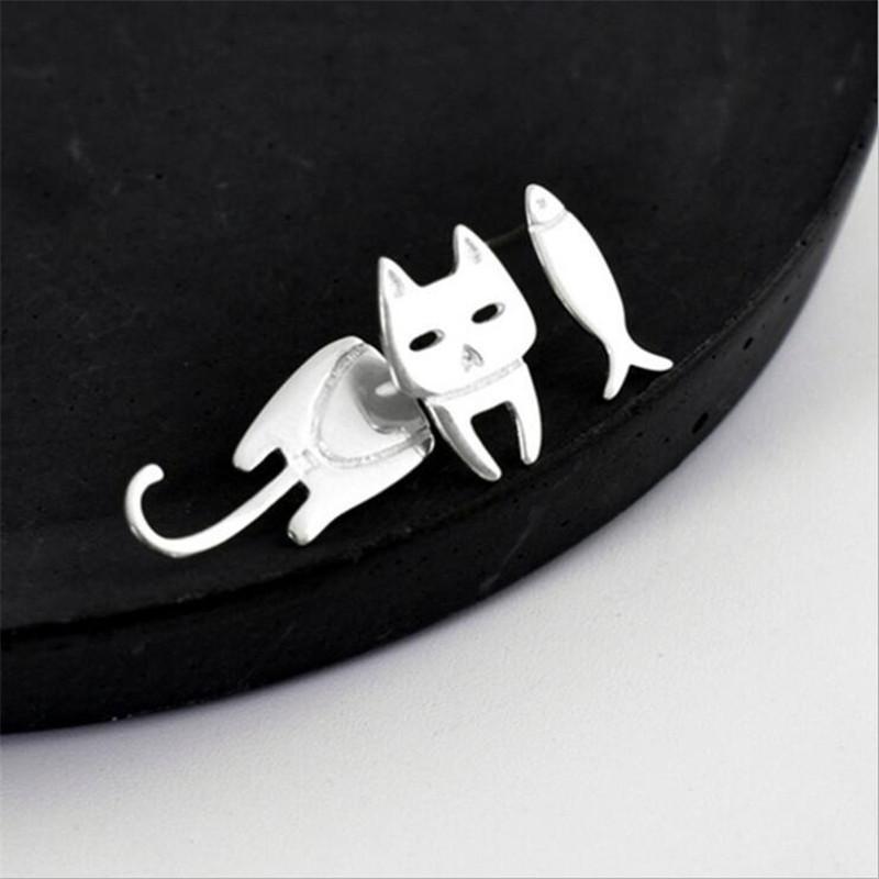  cat fish cat earrings cat animal fish earrings both ear silver Korea fashion .... ground . series mass production type lovely ....