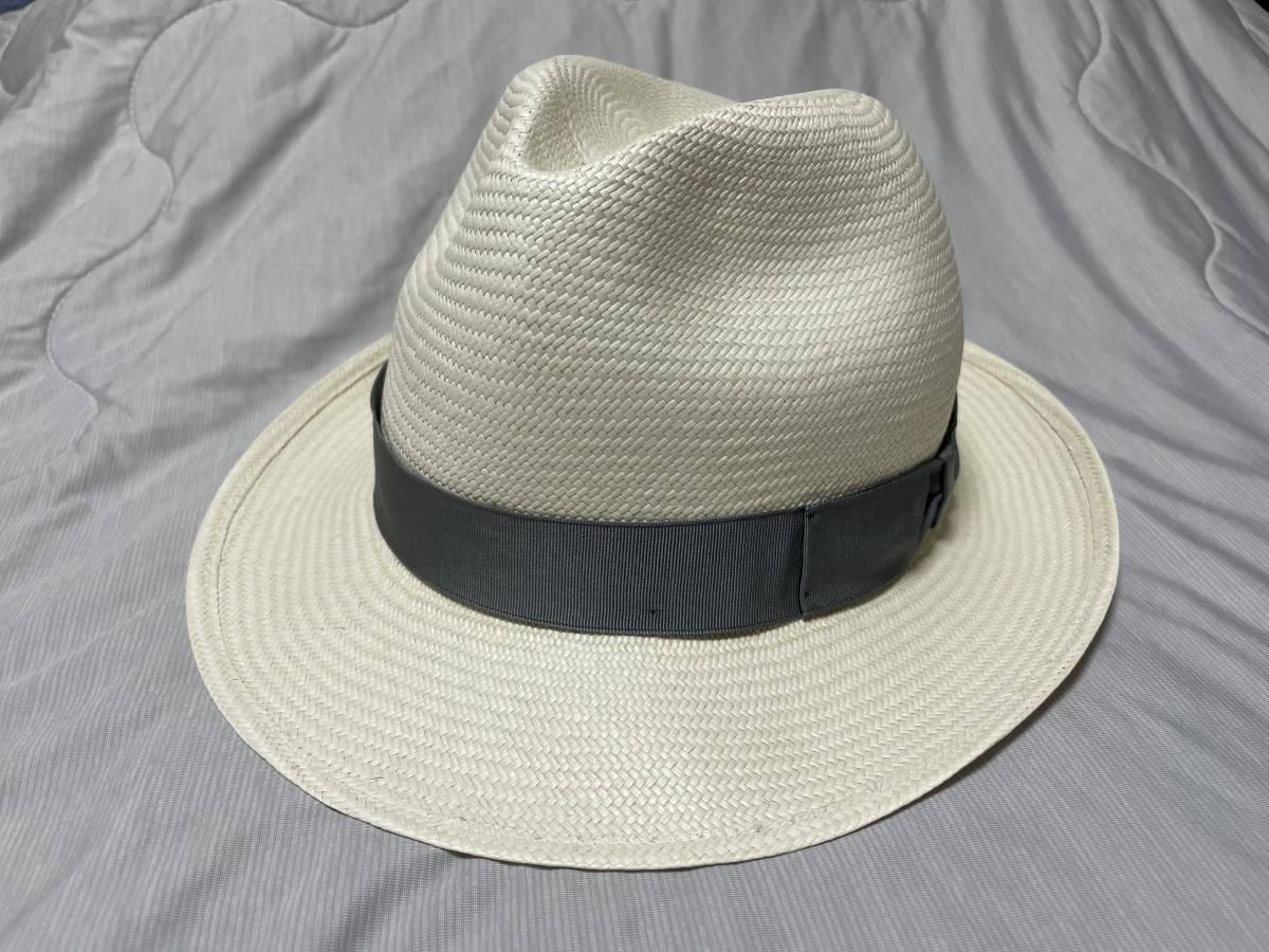 良質 Borsalino ボルサリーノ ファイン イタリア製 ホワイト/グレー 中古美品 62 ミドルブリム パナマハット 麦わら帽子 良質 Borsalino ボルサリーノ ファイン イタリア製 ホワイト/グレー 中古美品 62 ミドルブリム パナマハット 麦わら帽子