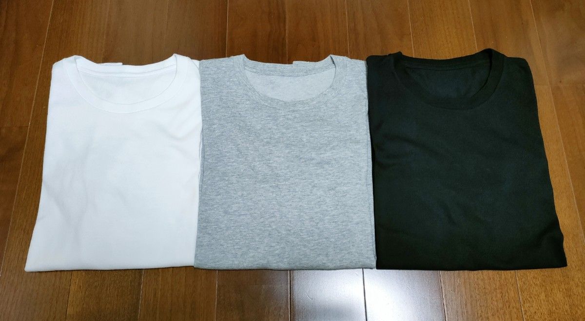 ユニクロ メンズ ドライカラークルーネックTシャツ3枚組セット 白グレー黒パックTシャツ 半袖tシャツMサイズ｜PayPayフリマ