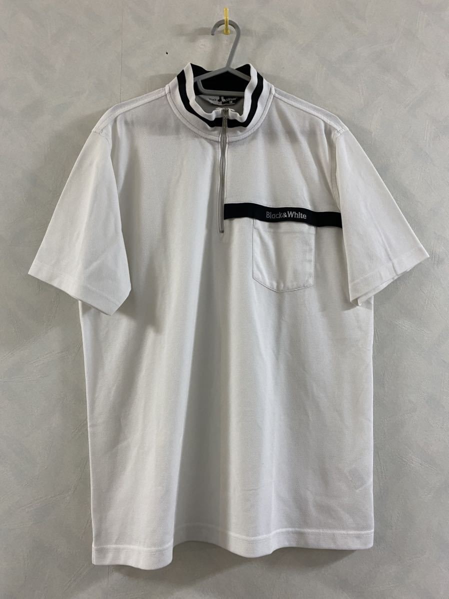 最終値下げ ハーフジップシャツ Black&White サイズL ゴルフ GOLF