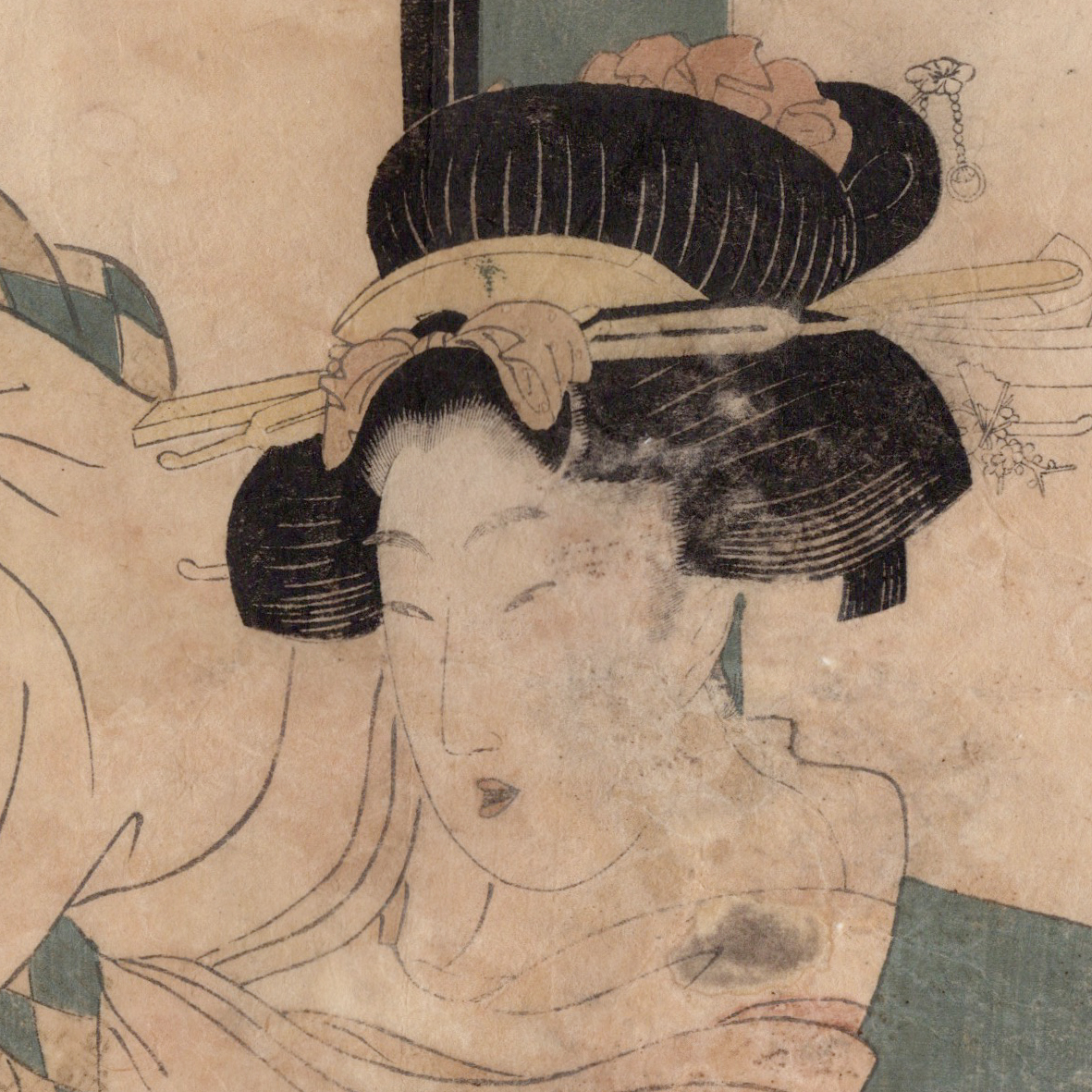 浮世絵 春画】英山「あぶな絵」木版画 江戸時代 当時摺 錦絵 枕 浮世絵 春画】英山「あぶな絵」木版画 江戸時代 当時摺 錦絵 枕