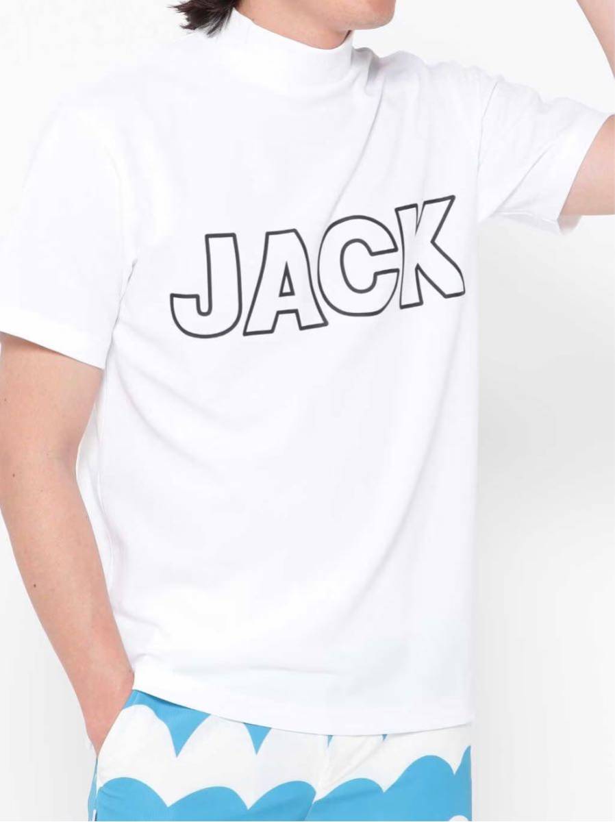 新品正規品　ジャックバニー　パーリーゲイツ　サイズ3 ビッグロゴ　モックネックシャツ　ホワイト　サライテック素材　定番　送料無料_画像1