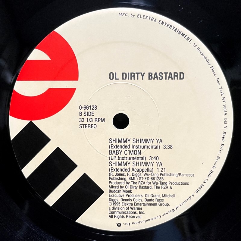Ol Dirty Bastard - Shimmy Shimmy Ya / Baby C'mon 【US ORIGINAL 12inch】 Wu-Tang Clan O.D.B. RZA / Elektra - 0-66128_画像3