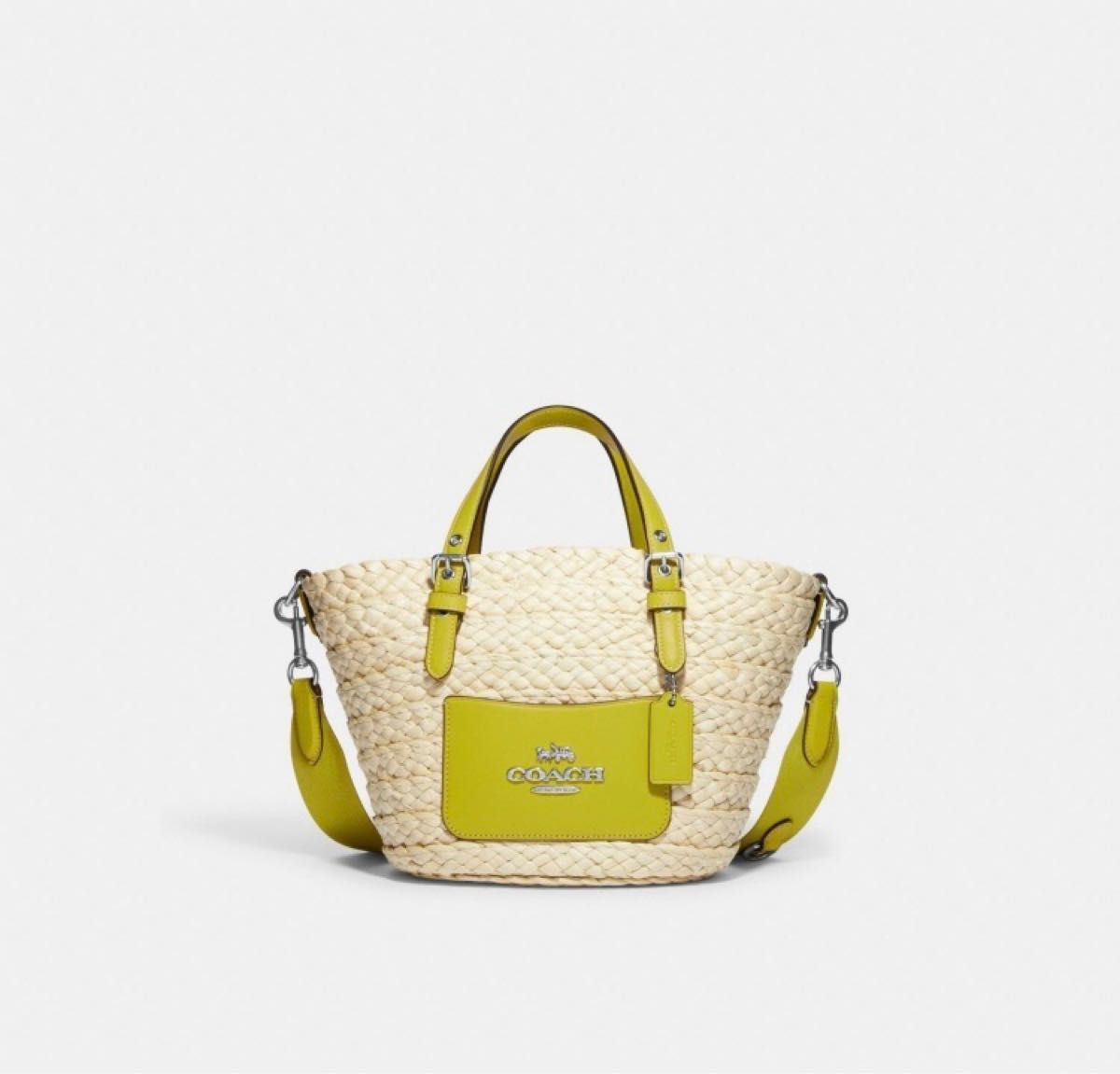 新品・未使用品】コーチ COACH カゴバッグ スモールトート 夏 ライム-