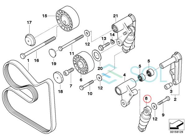 BMW E36 E46 E34 E39 E61 E61 ベルトテンショナーダンパー 油圧式 320i 323i 325i 328i 330i M3 520i 525i 528i 530i 11281717188_画像5