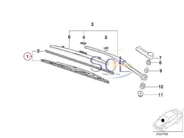 BOSCH ツイン フロント ワイパーブレードセット BMW E39 525i 528i 530i 540i M5 539 61619070579 3397001539_画像4