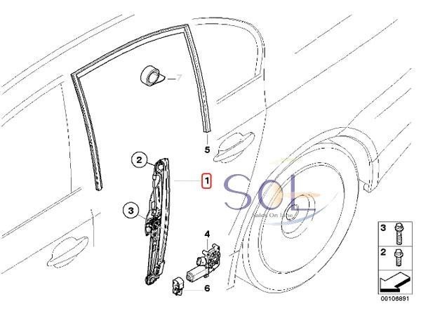 BMW E60 E61 リア パワーウインドーレギュレーター 右側 525i 530i 530xi 540i 545i 550i M5 51357184746 51357075674 出荷締切18時_画像2