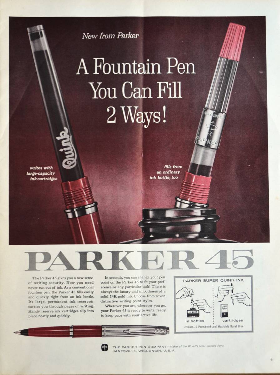  rare * advertisement!1961 year Parker fountain pen advertisement /Parker 45 Pen/ stationery /P