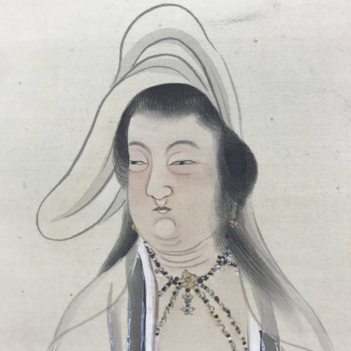 【真作】長谷川琴堂/白衣観音画賛/観音図/仏事掛/掛軸/名家伝来/AC-619 真作/長谷川琴堂/白衣観音画賛/観音図/人物図/仏事掛//掛軸