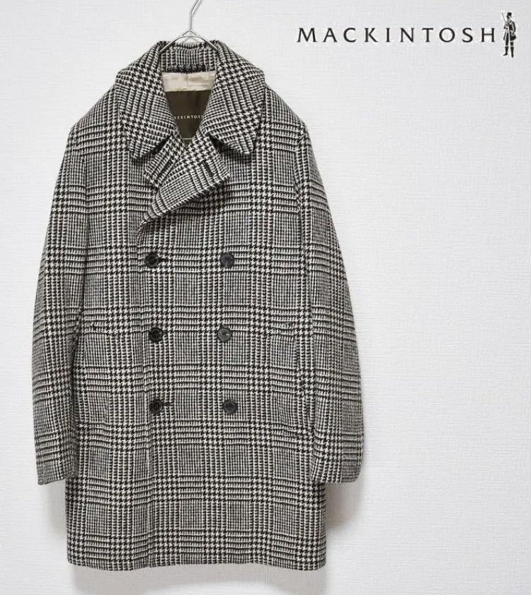 【スコットランド製】MACKINTOSH マッキントッシュ グレンチェック ダブルブレスト ウールコート 36