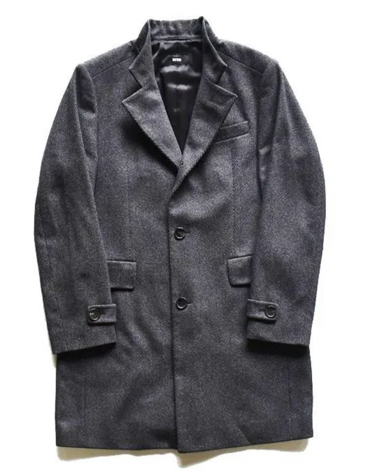 美品】HUGO BOSS ヒューゴボス スタンドカラー メルトンコート 48