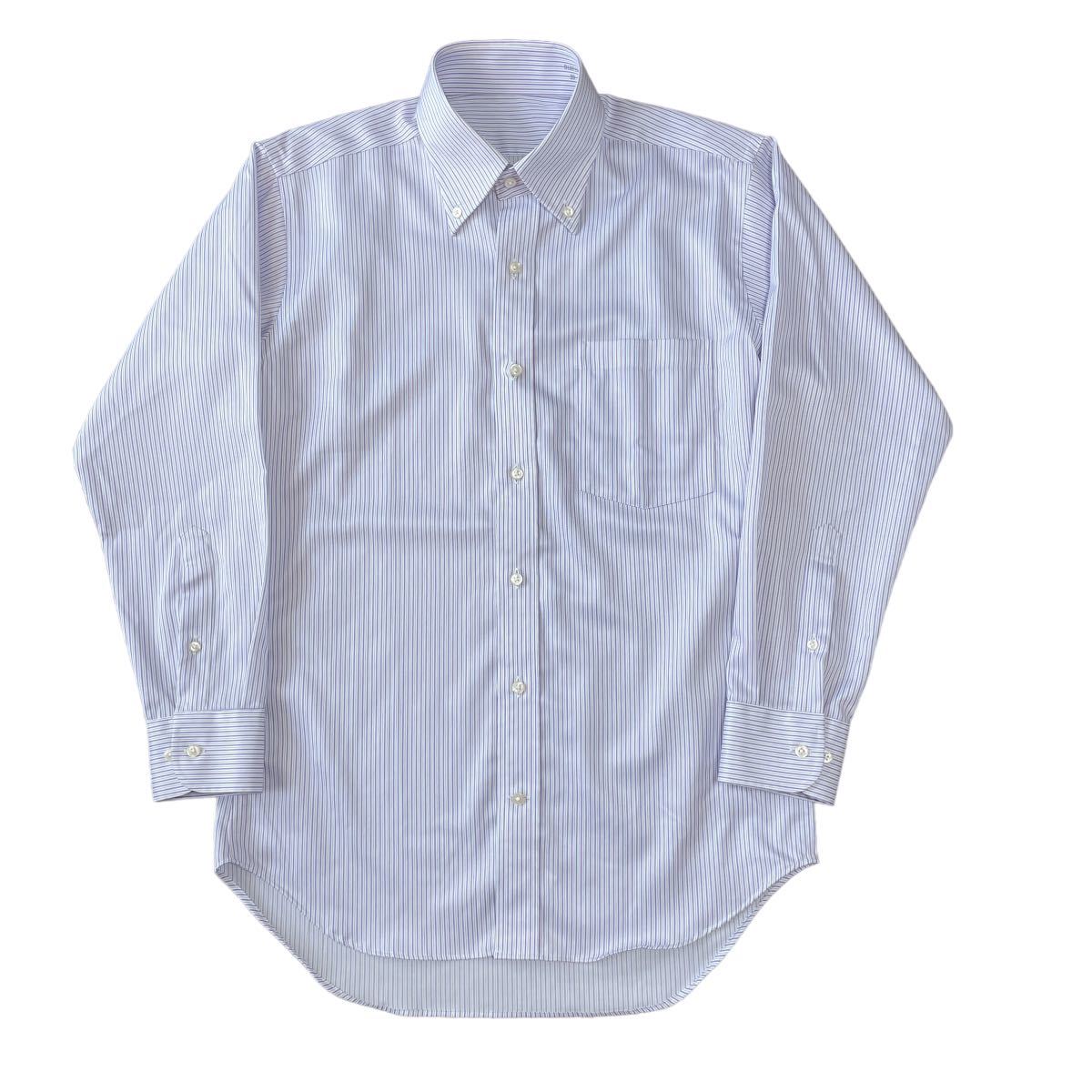 BD長袖シャツ ストライプ パープル系 ブルー系 サイズ39-78 トップス Yシャツ ビジネスシャツ スーツ ボタンダウン メンズ
