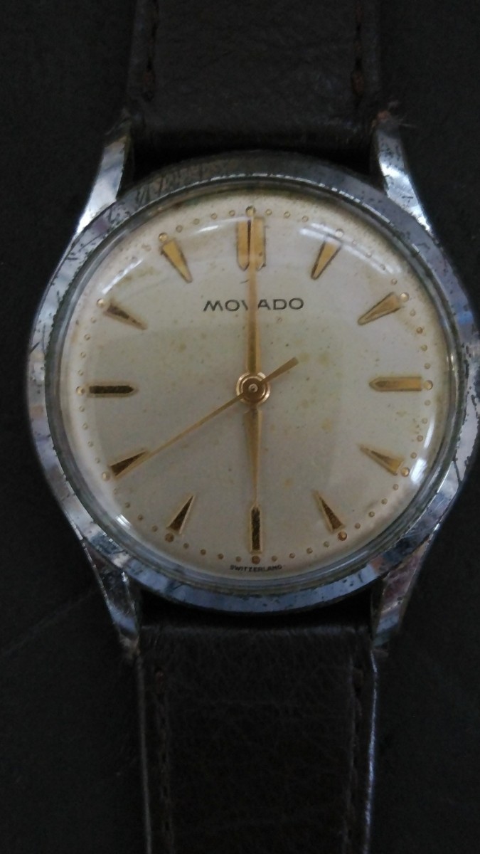 MOVADO[ Movado ] раунд античный мужской ручной завод наручные часы 