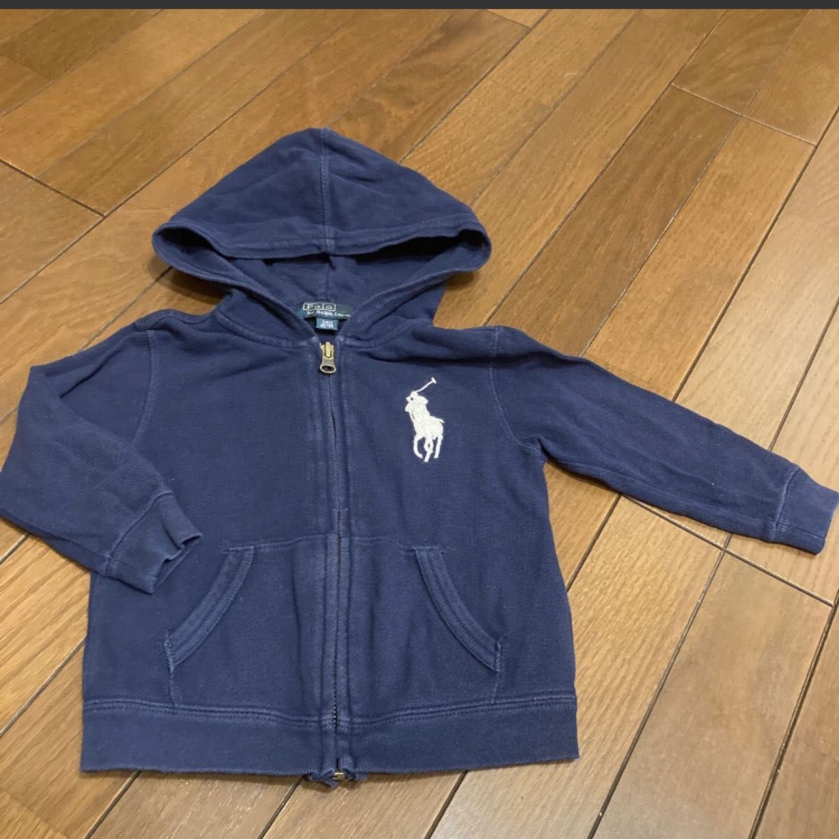 ★ラルフローレン RALPH LAUREN★ 長袖 ジップアップ パーカー 薄手 鹿子  POLO 90 ビックポニー ネイビー