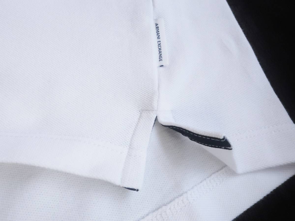  новый товар * Armani * белый рубашка-поло * темно-синий . Logo * удобный . стрейч короткий рукав вязаный рубашка белый XL*A/X ARMANI*997