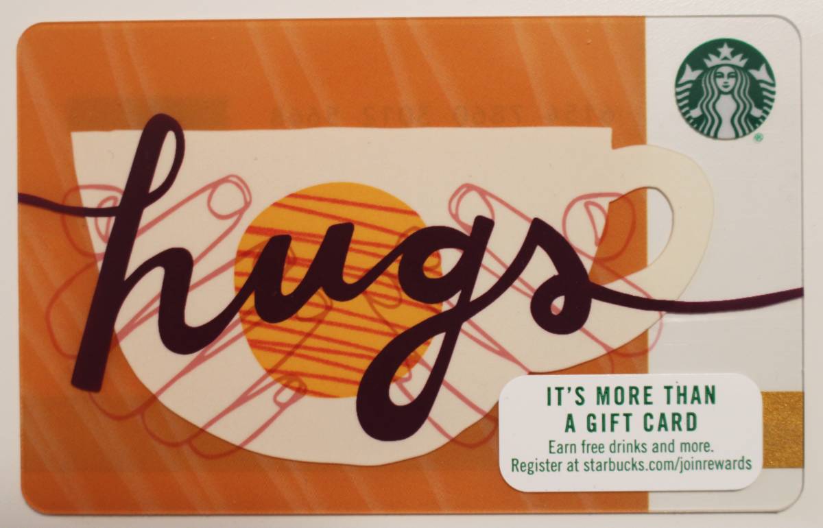 北米アメリカUSAスターバックスカード2018 Hugs ハグ コーヒーカップ オレンジ 海外 スタバ カード_画像1