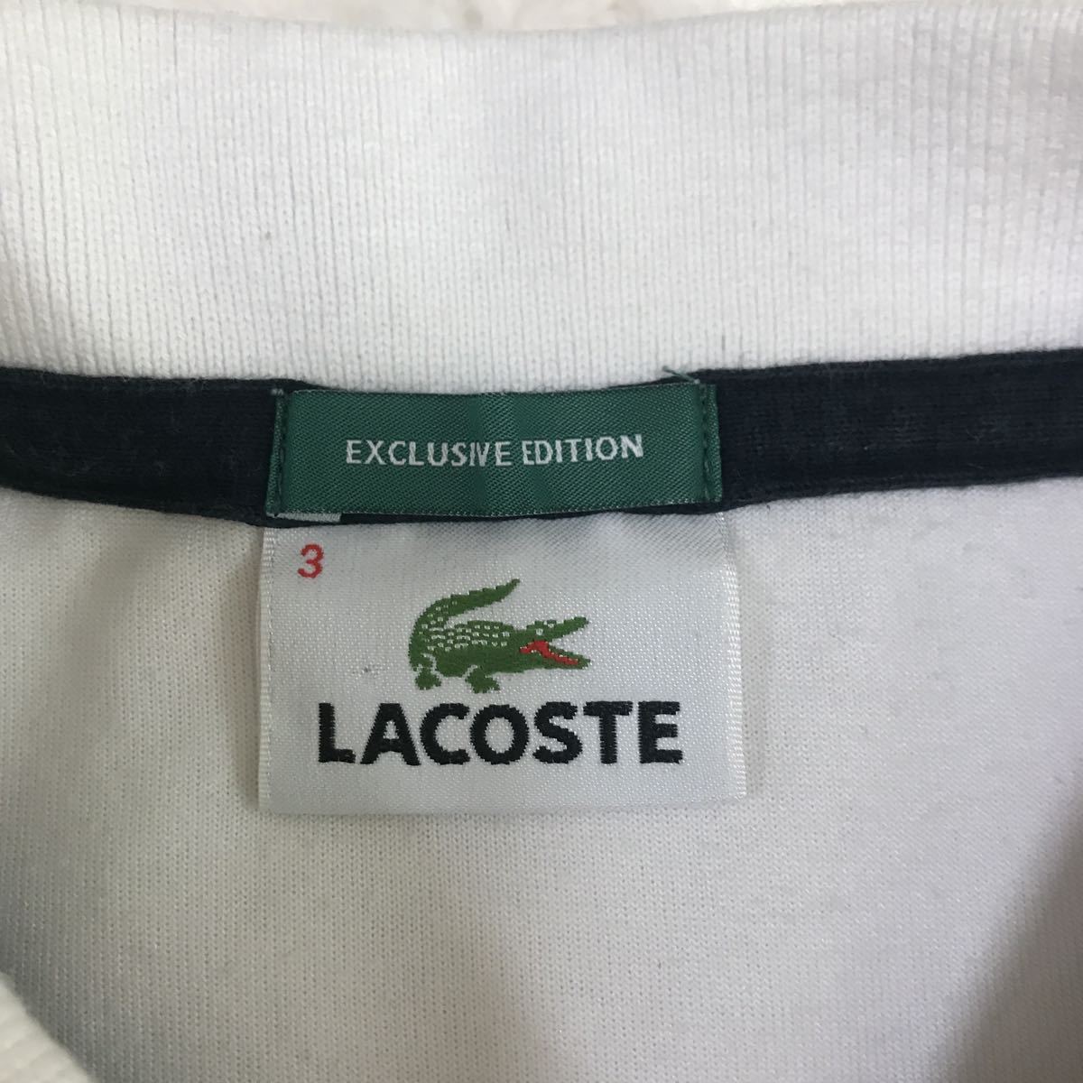 ゴルフ　半袖ポロシャツ　LACOSTE ラコステ 白ワニ　タオル生地　ホワイト　サイズ3 ユニセックス