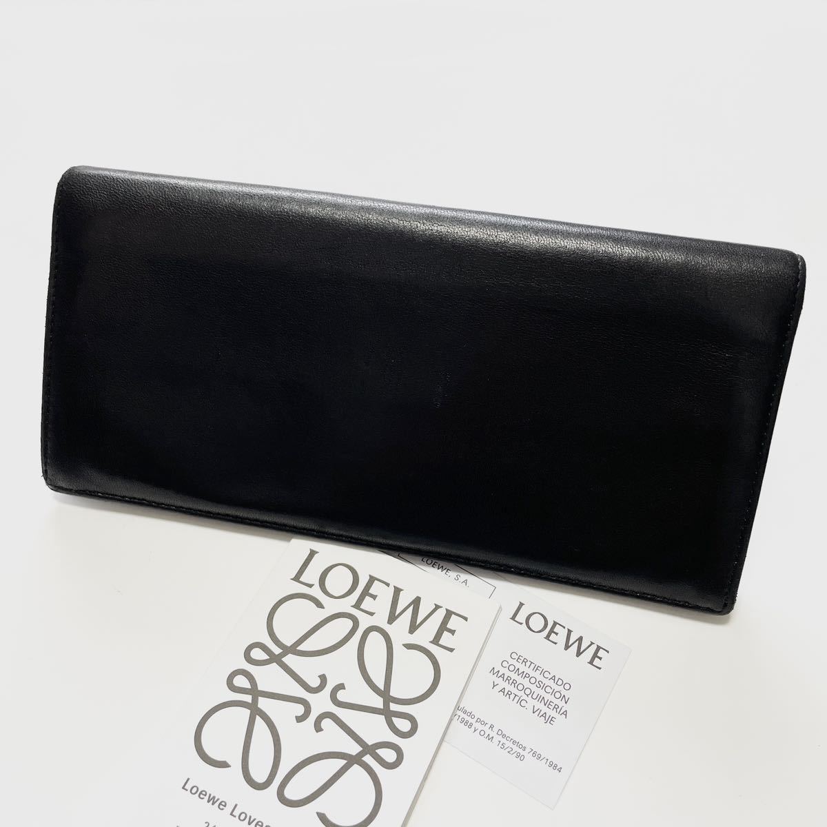 LOEWE ロエベ 二つ折り長財布 ナッパレザー ブラック 黒 アナグラム-