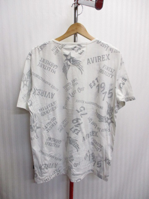 AVIREX　アヴィレックス　総柄Tシャツ　メンズL　白Tシャツ　白シャツ　半袖シャツ　ミリタリーシャツ　半袖カットソー　半袖ウエア　07141_画像4