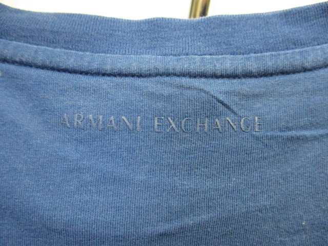  Armani Exchange карман футболка мужской M темно-синий голубой рубашка Logo футболка трикотаж с коротким рукавом рубашка с коротким рукавом короткий рукав одежда 06231