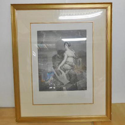 絵画 ◇ 琴を持つ女 F.シラード ルーヴル美術館 銅版画展 ◇ 幅700