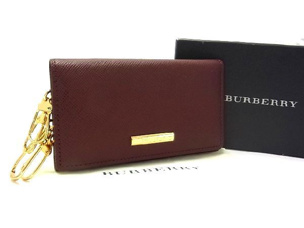 ■新品■未使用■ BURBERRY バーバリー 4連 キーケース 鍵入れ 札入れ レディース メンズ ボルドー系 AN5258_画像1