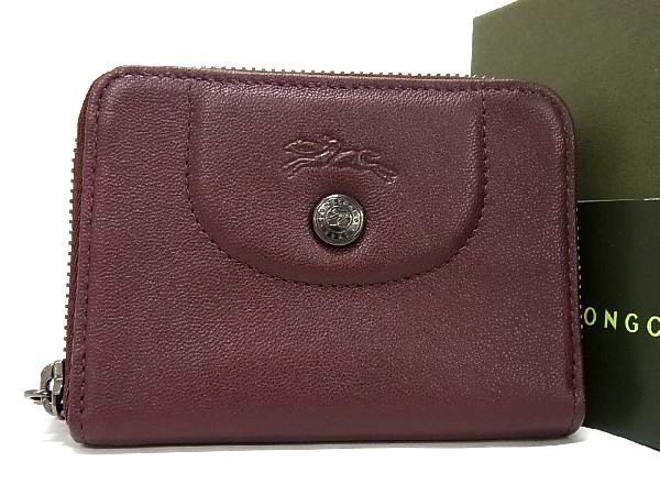 ■新品■未使用■ LONGCHAMP ロンシャン レザー カードケース カード入れ 名刺入れ メンズ レディース ボルドー系 BE1323