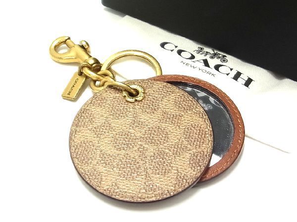 # beautiful goods # COACH Coach signature leather mirror key holder key ring bag charm lady's brown group BD9621