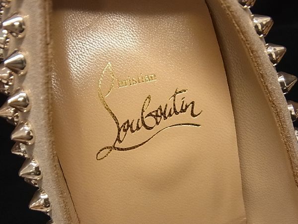 ■新品同様■ Christian Louboutin ルブタン スパイクスタッズ ヒール パンプス サイズ 371/2 (約24.5cm) 靴 シューズ ベージュ系 AN3609_画像6