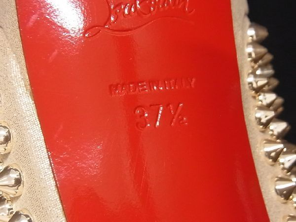 ■新品同様■ Christian Louboutin ルブタン スパイクスタッズ ヒール パンプス サイズ 371/2 (約24.5cm) 靴 シューズ ベージュ系 AN3609_画像5