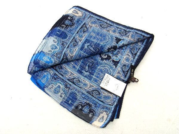 # new goods # unused # ETRO Etro silk 100%peiz Lee pattern scarf stole shawl men's lady's navy series BD9119