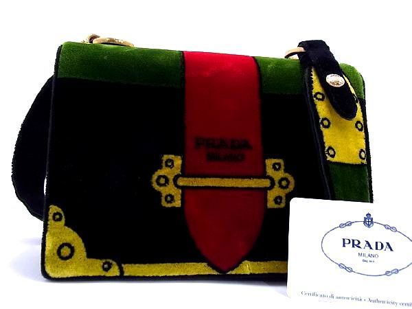 【保障できる】 PRADA ■極美品■ プラダ AP0759 ブラック系×グリーン系 レディース 肩掛けかばん ショルダーバッグ ワンショルダー ベルベット 1BD075 ショルダーバッグ 【保障できる】 PRADA ■極美品■ プラダ AP0759 ブラック系×グリーン系 レディース 肩掛けかばん ショルダーバッグ ワンショルダー ベルベット 1BD075 ショルダーバッグ