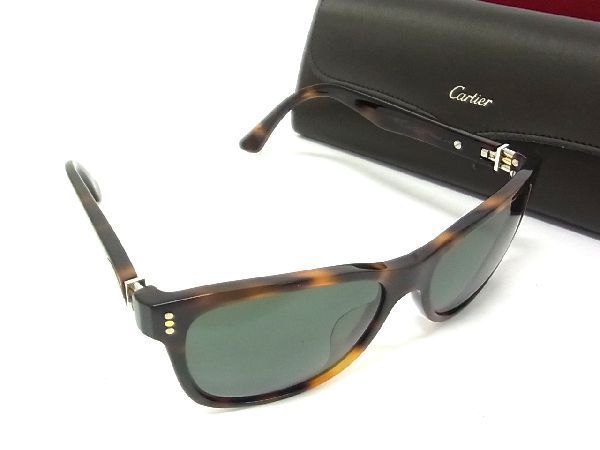 ■新品同様■ Cartier カルティエ 5747976 140 べっ甲調 サングラス メガネ 眼鏡 レディース メンズ ブラウン系 AM6478_画像1