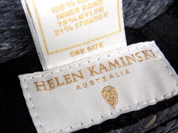 ■極美品■ HELEN KAMINSKI ヘレンカミンスキー ラフィア100％ リボン ハット 帽子 レディース ネイビー系 AM9042_画像4