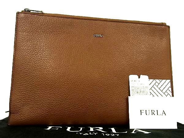 ■新品■未使用■ FURLA フルラ レザー ベア クマ 熊 クラッチバッグ セカンドバッグ ブラウン系×マルチカラー BE2651