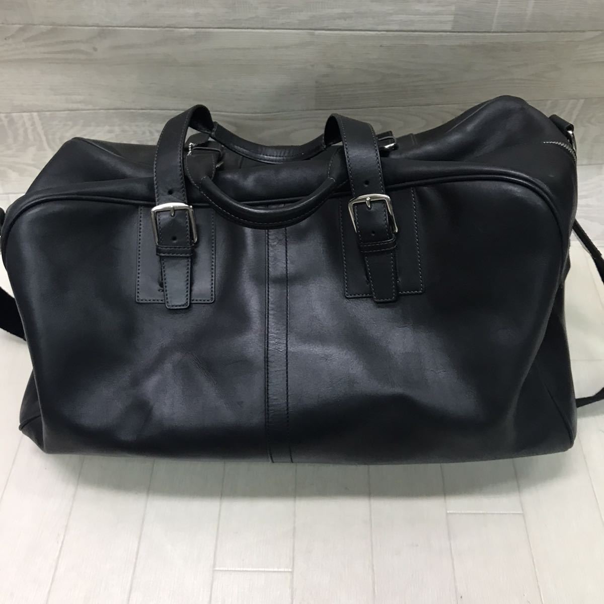 保管品 中古 希少 コーチ COACH ERGO エルゴ 牛革 レザー 2WAY 大型 ボストンバッグ 黒 ショルダー付き_画像2