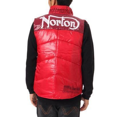 Norton ノートン ベスト 173N1600 ロゴ刺繍 ポリタフタ 中綿 バイカラー ベスト 赤 XXLサイズ 未使用
