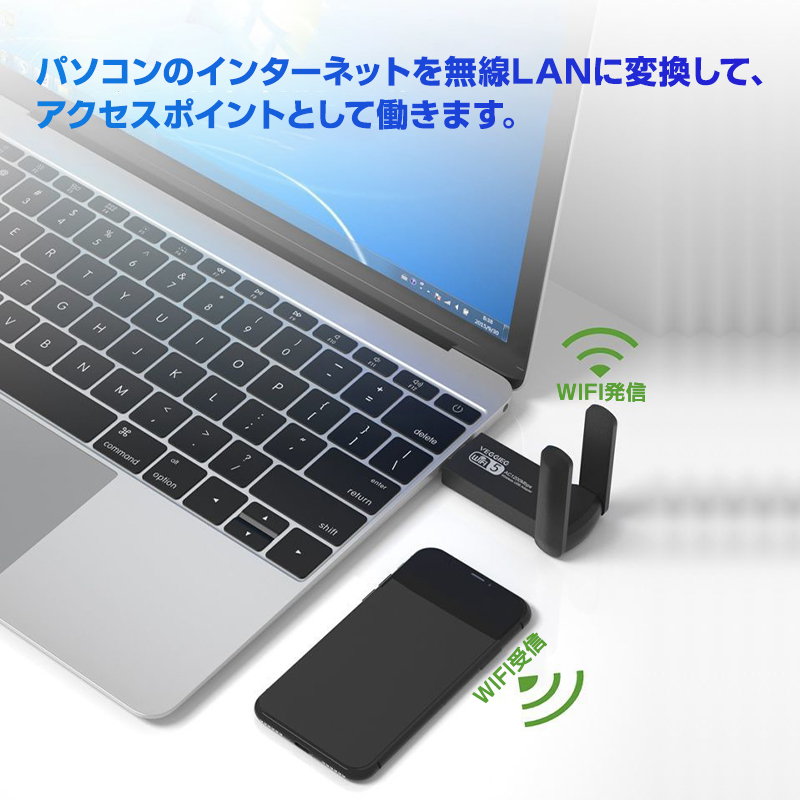 無線LAN子機 USB3.0 外付け LANアダプター lan端子1200Mbps WiFi5 中継機 デュアルバンド アンテナ 小型 2.4G 5G ネット ドライバ不要_画像3