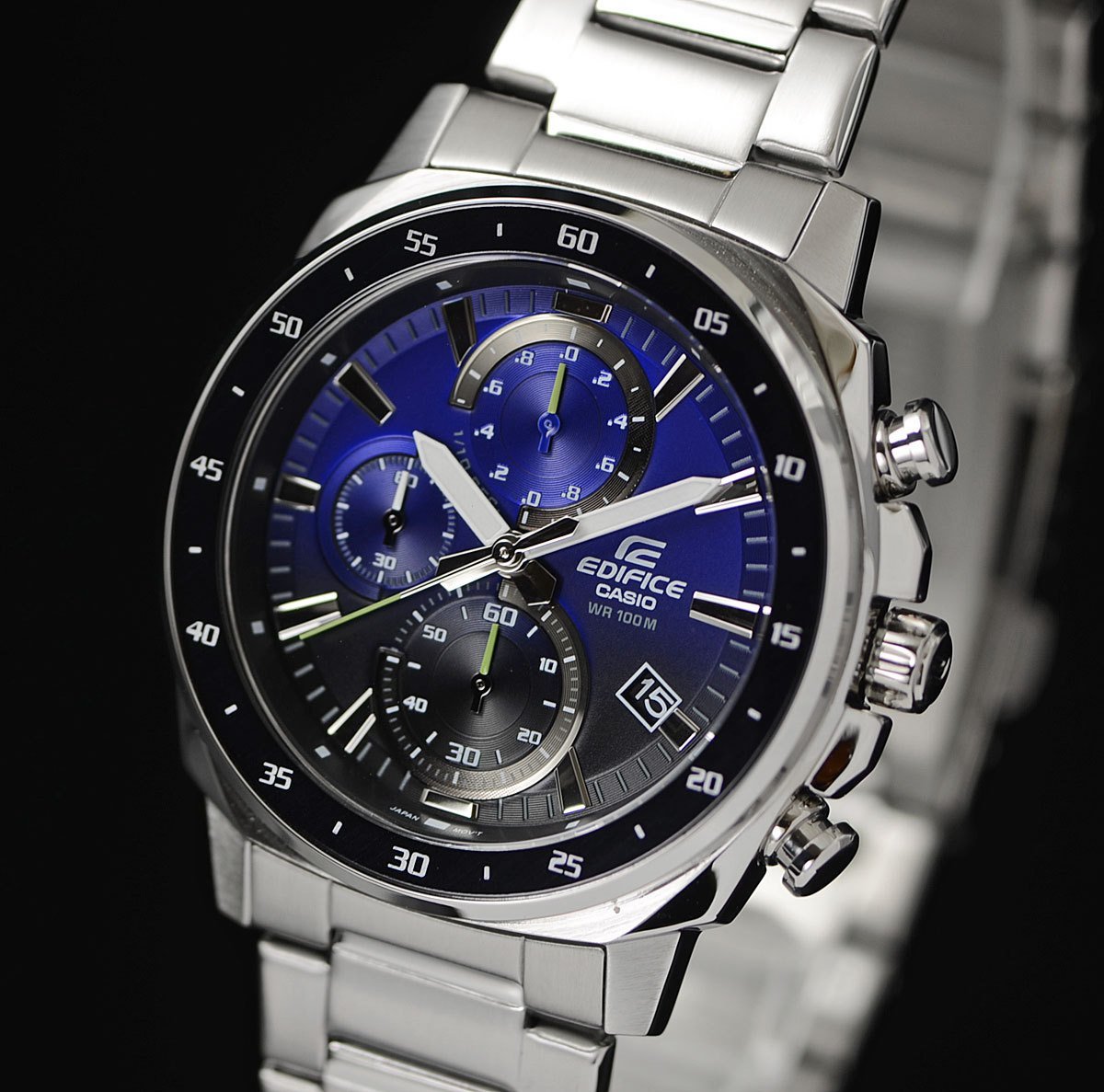 カシオ逆輸入EDIFICEエディフィス欧米モデル ブルーグラデーション 100m防水 クロノグラフ 腕時計 未使用 CASIO 正規 取扱 店  ブランド腕時計